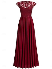 ieftine Rochii din chiffon-Pentru femei Rochie Lunga Rochie Maxi Rochie de dantela Rochie de Cocktail Rochie pentru invitata de nunta Șifon Elegant Modă Modern În aer liber Petrecere cu cocktail Fit regulat Simplu Manșon scurt