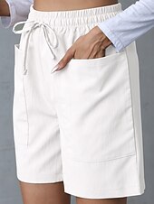 ieftine Pantaloni scurti-Pentru femei chinez Pantaloni Scurți De Bază Casual Scurt Talie Înaltă Simplu Buzunar Curea elastică Confortabil Απαλό Comfortabil Strech În aer liber Stradă Caisă Alb Roz Îmbujorat Albastru piscină