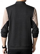 billiga Herrarnas Elite Tröjor &amp; Koftor-Herr Tröja Långärmad Hög hals Vår Höst Vinter Dagligen Dragkedja Lappverk Utomhus Semester Hem Svart Brun Khaki grön Topp t-shirt för män