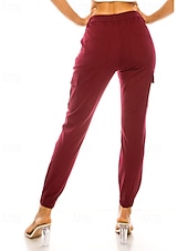 cheap Women&#039;s Cargo Pants-Women&#039;s Cargo Pants Slacks Streetwear Casual Full Length Natural Plain Pocket Soft Holiday Weekend Dark Yellow claret Forest Green Camel Fall Regular Fit