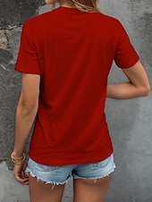 ieftine Umor &amp; Citate tricou-Pentru femei Tricou Grafic Animal Scrisă Epocă Stilat Clasic Manșon scurt În V Topuri obișnuite Zilnic Imprimeu Negru Alb Galben Roșu-aprins Albastru piscină Vară Primăvară
