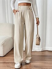 economico gamba larga e vita alta-Per donna Gamba larga Pantaloni Pantaloni Palazzo Moda Streetwear Lunghezza intera Vita Alta Semplice Tasca Elastico in vita Traspirabilità Confortevole Streetwear Abbigliamento quotidiano Uscire
