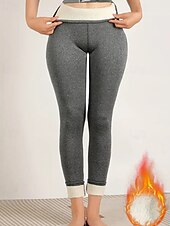 economico Leggings foderati in pile-Per donna Pantaloni in Pile Pantaloni Eleganti Leggings Streetwear Casual Lunghezza intera Naturale Semplice Elastico in vita Calore Termico Comodo Vacanza Uscire Nero grigio Grigio Grigio chiaro