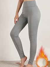 economico Leggings foderati in pile-Per donna Pantaloni in Pile Pantaloni Eleganti Leggings Streetwear Casual Lunghezza intera Naturale Semplice Elastico in vita Calore Termico Comodo Vacanza Uscire Nero grigio Grigio Grigio chiaro