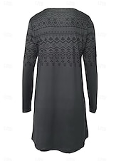 halpa Boho-mekot-Naisten Midimekko Kotelomekko Tpaitamekko A linjainen mekko Urheilullinen mekko Loma Vapaa-aika Boheemi Päivittäin Normaali Kuvitettu Geometrinen Houndstooth-kuvio Pitkähihainen Tiukka pyöre