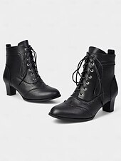 economico anni 1930-stivaletti alla caviglia stringati bianchi in stile edoardiano vittoriano da donna - stivaletti brogue vintage in pelle con tacco medio anni &#039;90, scarpe eleganti retrò per tea party, cosplay,