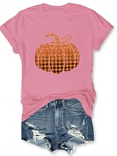 abordables Hauts d&amp;#39;Halloween-Halloween Femmes T-shirt Graphique Halloween ancien Élégant Classique Manche Courte Col ras du cou Col rond Hauts Réguliers Quotidien Week-end Imprimé Noir Blanche Jaune Rose Claire Rouge Été Automne