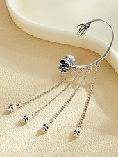 cheap Halloween Accessories-Women&#039;s Halloween Skeleton Skull Drop Earrings Set – Gothic Punk Ear Cuffs with Dangling Chains for Costume Party &amp; Cosplay