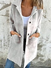 preiswerte Wintermäntel-Damen Mantel Warm Bequem Tasche Knöpfe Mode Einfach Ausgehen Wochenende Einreihig Lang Umlegekragen Normale Passform Langarm Oberbekleidung Rosa Blau Kamel Herbst Winter