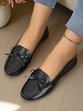 preiswerte Ballerinas für Damen-Damen-Mokassins mit goldfarbener Metallic-Schleife – bequeme Slipper, lässige und elegante flache Schuhe für Damen, perfekt für Partys, Reisen und den Alltag