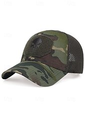 preiswerte Herrenhüte-Taktische Baseballkappe mit Totenkopf-Stickerei für Herren – verstellbare Netzrückseite, Camouflage-Stil, lässige Outdoor-Sportmütze für Halloween-Partys und den Alltag
