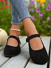 preiswerte Ballerinas für Damen-Beige Mary-Jane-Ballerinas mit weiter Spitze für Damen – bequeme Schuhe aus weichem Wildlederimitat für Freizeitausflüge, Spaziergänge im Garten und den Alltag
