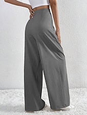 economico gamba larga e vita alta-Per donna Gamba larga Pantaloni Streetwear Casual Lungo Vita Alta Semplice Traspirabilità Morbido Micro-elastico Vacanza Streetwear Abbigliamento quotidiano Nero Rosa Blu chiaro Albicocca Autunno