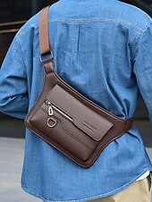 tanie Torby męskie-męska torba typu sling z imitacji skóry z wieloma kieszeniami – swobodna torba podróżna na co dzień, idealna do codziennych dojazdów do pracy i aktywności na świeżym powietrzu