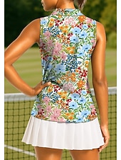 economico Camicia Donna-Per donna Piante Floreale Tropicale Top Maglietta sportiva Polo da golf Maglia da tennis Senza Maniche Cerniera Floreale UPF50+ Resistente ai Raggi UV Alta elasticità Traspirante Tennis Corsa