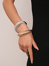 levne Dámský náramek-Dámská párty sada náramků - stylové pozlacené a postříbřené manžetové a řetízkové náramky, módní šperk pro ženy, ideální na koktejlové a večerní večírky