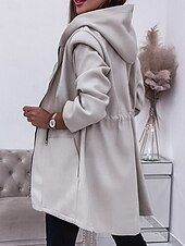 billiga Kappor och trenchcoats-Dam Hoodiejacka Bekväm Andningsfunktion Dragkedja Ficka Mode Ledigt Slät Semester Gata Ledigt Dagliga kläder Dragkedja Normal Huva Normal Långärmad Ytterkläder Svart Armégrön Beige Vår Höst