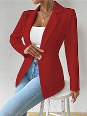 billige Blazere og dresser-Dame Blazer Bekvem Pustende Knapper Mote Moderne عادي Arbeid Daglig Normal Aftæpning Normal Langermet Yttertøy Svart Hvit Rød Vår Høst