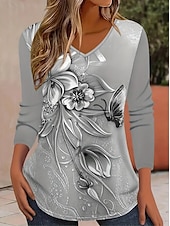 economico T-shirt Boho-Per donna Maglietta Floreale Grafico Geometrico Bohemien Vintage Tropicale Manica Corta Girocollo Top Regolari Quotidiano Uscire Weekend Stampato Giallo Rosso Blu Bianco sporco Grigio Estate Primavera