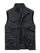 abordables Chalecos-Hombre Chaleco al aire libre Chaqueta táctica Deporte Pesca Acampada y Senderismo Activo Primavera Otoño Multi bolsillo Multicapa Poliéster Táctico Cremallera Negro Azul Marino Caqui Verde Ejército