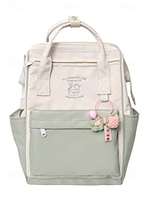 abordables Sacs à dos de Collège-Sac à dos kawaii colorblock pour adolescentes – cartable léger avec grande capacité et porte-clés en forme de fruit pour un usage quotidien et sur le campus
