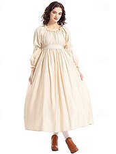  250-årsjubileum USA 1800-talet Gamla västern Prärieklänning Pioneer Girl Koloniala kostymer Pionjär Revolutionskriget Maskeradkläder Dam Halloween Karnival 4 juli Vuxen Klänning Förkläde Huvudbonad