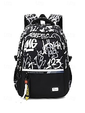 abordables Sacs à dos de Collège-Sac à dos d&#039;école imperméable à imprimé graffiti pour adolescents – sac à dos noir de grande capacité avec compartiment rembourré pour ordinateur portable, sac de voyage élégant pour garçons et filles