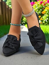 abordables Chaussures sans lacet et mocassins femme-Chaussures à enfiler Flyknit Bow pour femmes – Chaussures plates décontractées, légères et respirantes pour un usage quotidien, les pique-niques dans le jardin et les rassemblements en plein air