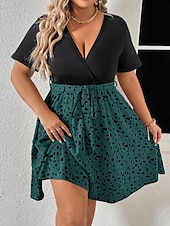 ieftine Rochii-Pentru femei Mărime Plus Rochie casual Leopard În V Manșon scurt Primăvară Toamnă Elegant Modă Modern Casual Rochie mini Zilnic Concediu Rochie