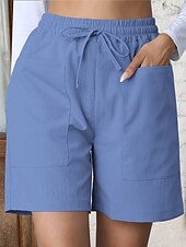 ieftine Pantaloni scurti-Pentru femei chinez Pantaloni Scurți De Bază Casual Scurt Talie Înaltă Simplu Buzunar Curea elastică Confortabil Απαλό Comfortabil Strech În aer liber Stradă Caisă Alb Roz Îmbujorat Albastru piscină