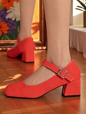 abordables Block Heels-Chaussures Mary Jane violettes à talons carrés pour femmes – Escarpins habillés en similicuir à bout rond avec bride réglable pour dames, idéales pour les sorties quotidiennes, les événements scolaires ou le bureau