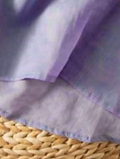 tanie Koszule-Damskie Koszula Bluzka Koszule bawełniane lniane Jednokolorowe Elegancki Codzienny Rękaw 3/4 Półgolf Zwykłe topy Codzienny Haft Guziki Żółty Czerwony Fioletowy Zielony Lato Wiosna