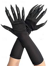 preiswerte Halloween-Zubehör-Lange Halloween-Krallenhandschuhe für Damen – Kunstnageldesign, dehnbares Polyester, gruseliges Cosplay-Kostümzubehör für Partys und Veranstaltungen