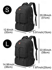 abordables Mochilas de Exterior-Mochila expandible de gran capacidad para hombre con tela repelente al agua, puerto de carga USB, diseño multicompartimento, bolso informal para portátil para exteriores y viajes.