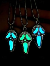 abordables Accessoires d&#039;Halloween-Collier pendentif fantôme phosphorescent pour homme – Bijoux d&#039;horreur d&#039;Halloween pour soirées costumées et événements nocturnes