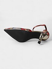 economico Tacchi a Spillo-Per donna Tacchi Quotidiano Floreale Fibbia Stiletto Punta a Punta Moda Camminata Raso Fibbia Rosso scuro Blu