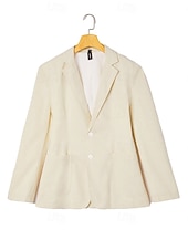  Da uomo Blazer di Lino Giacca Sportiva Casuale Quotidiano Vacanza Primavera & Estate Cotone e Lino Tinta unica Comodo Monopetto due bottoni Giacca Bianco Beige Azzurro chiaro