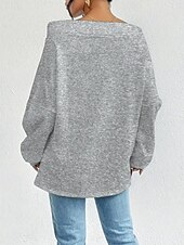 cheap Plain Tops-Women&#039;s Pullover Sweatshirt Plain Casual Long Sleeve Round Neck Regular Tops Street Dailywear Black White Blue Gray Fall Winter