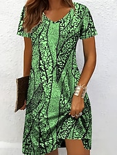 economico Abiti a Strisce e Geometrici-Per donna Mini Abito Vestito Estivo Abito a Maglia Vestito Casual Vestito T-Shirt Vacanza Casual Vestibilità regolare Grafico Geometrico Astratto Manica Corta Scollo a V Blu Bianco e nero Giallo Rosa