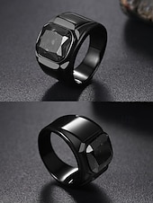 ieftine Bijuterii pentru bărbați-Inel bărbătesc negru din aliaj cu piatră prețioasă pătrată neagră – inel elegant și elegant pentru ținute casual și de seară