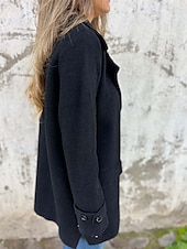 preiswerte Trenchcoats-Damen Winterjacke Mantel Freizeitjacke Warm Bequem Tasche Knöpfe Mode Modern Lässig Einfach Outdoor Straße Ausgehen Einreihig Regulär Steigendes Revers Normale Passform Langarm Oberbekleidung Schwarz