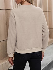 economico Top Semplici-Per donna Felpa Pullover Semplice Casual Manica Lunga Scollo a V Top Regolari Streetwear Abbigliamento Quotidiano Bottoni Nero Bianco Beige Autunno Inverno