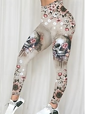abordables Bas de Halloween-Leggings pour femmes Pantalons Impression 3D Vacances Mode Décontractée Longueur Complète Haute Taille Imprimé Graphique Floral Respirant Doux Extensible Vacances Décontracté Quotidien Bleu Œuf de