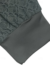 olcso Női Egyszerű Felsők-Női Póló Tee Top Sima Divat Modern Hosszú ujj V-alakú Normál felsők Napi Alkalmi Csipke Kollázs Világos szürke Tavasz Ősz