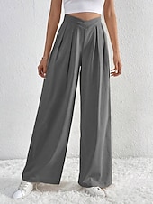 economico gamba larga e vita alta-Per donna Gamba larga Pantaloni Streetwear Casual Lungo Vita Alta Semplice Traspirabilità Morbido Micro-elastico Vacanza Streetwear Abbigliamento quotidiano Nero Rosa Blu chiaro Albicocca Autunno