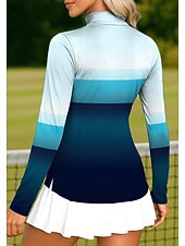 billige Dame skjorte-Dame Geometrisk Topper POLO T-skjorte Tennisskjorte Tennis-t-skjorte Langermet Trykt mønster Quarter Zip Pullover UV Beskyttelse Elastisk Pustende Volleyball Tennis Golf Høy krage Glidelåskrage