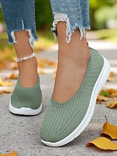 preiswerte Damen-Sneaker-Grüne Flyknit-Wanderschuhe für Damen – leichte, bequeme Slip-On-Schuhe für Spaziergänge im Freien, zum Einkaufen und zum Tragen den ganzen Tag