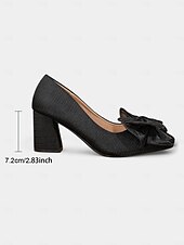お買い得  1950年代-女性用 ヒール ワーク 日常 リボン チャンキーヒール ポインテッドトゥ エレガント ウォーキング サテン ローファー ブラック レッド
