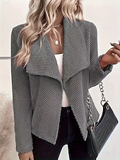 preiswerte Blazer &amp; Anzüge-Damen Blazer Bequem Atmungsaktiv Schmale Passform Mode Modern Einfach Arbeit Täglich Regulär Umlegekragen Normale Passform Langarm Oberbekleidung Grau Herbst Winter
