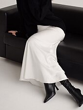 abordables Jupes unies-Femmes Jupe Moulant Mode Maxi Taille Basse Jupes Uni Micro-Élastique Soirée Rue Noir Blanche Kaki Gris Claire Automne Polyester